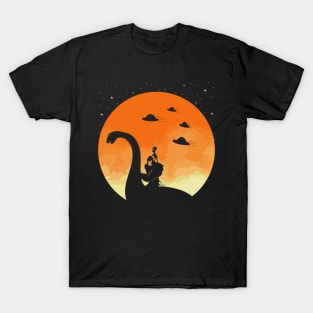 Bigfoot Riding Loch Ness Monster T-Shirt